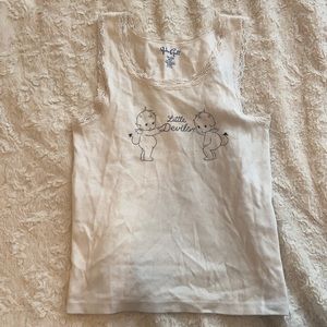 Women’s, Brandy Melville/ John Galt white lace trim “little devils” tank top